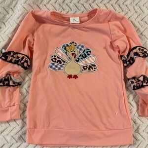Girls Ruffle Turkey Shirt. New Boutique
